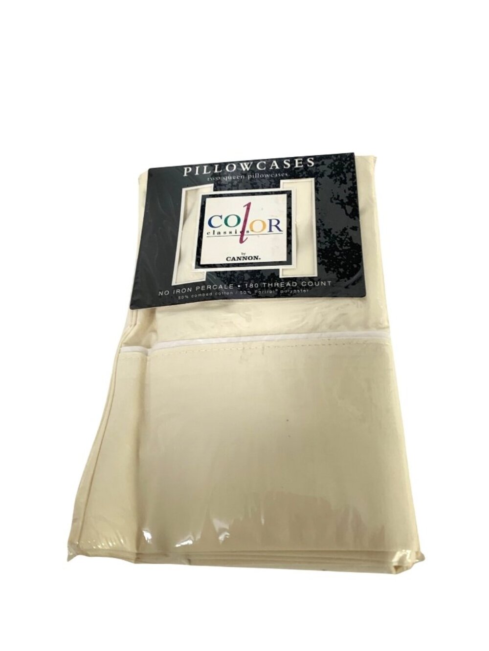 New Cannon Two Queen Pillowcases Color Classic No Iron 180 Thread Count Parchmen